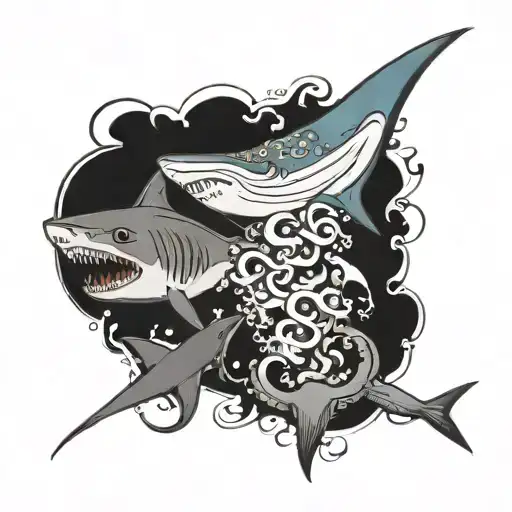 Shark And Octopus And Stingray