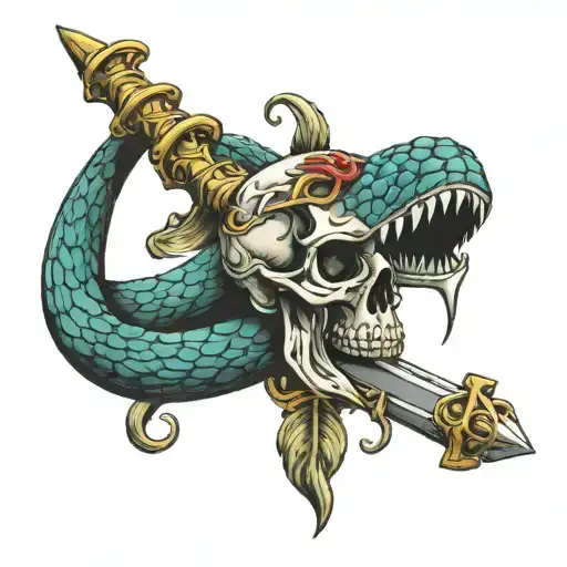 Skull Thats A Snake With A Sword For A Tail