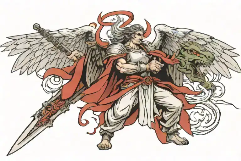 Angel Hold A Sworow And Kill Dragon