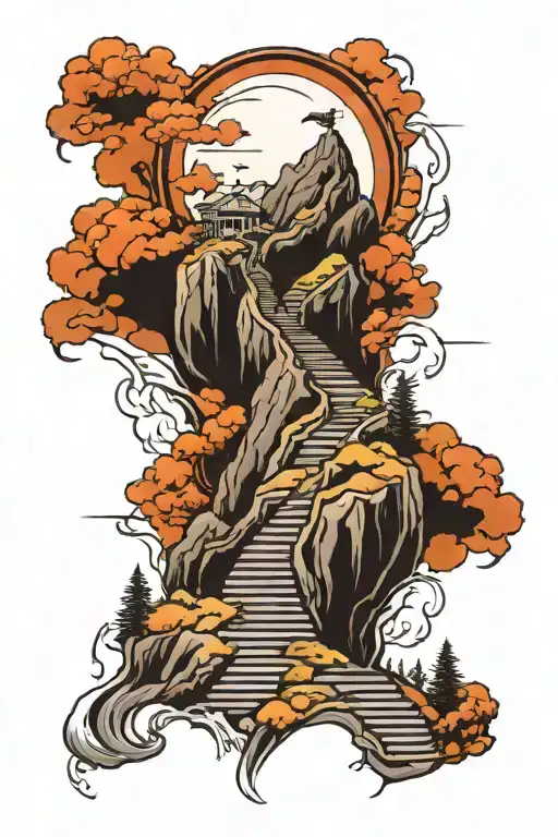 Stairway To Heaven With Mountain Range