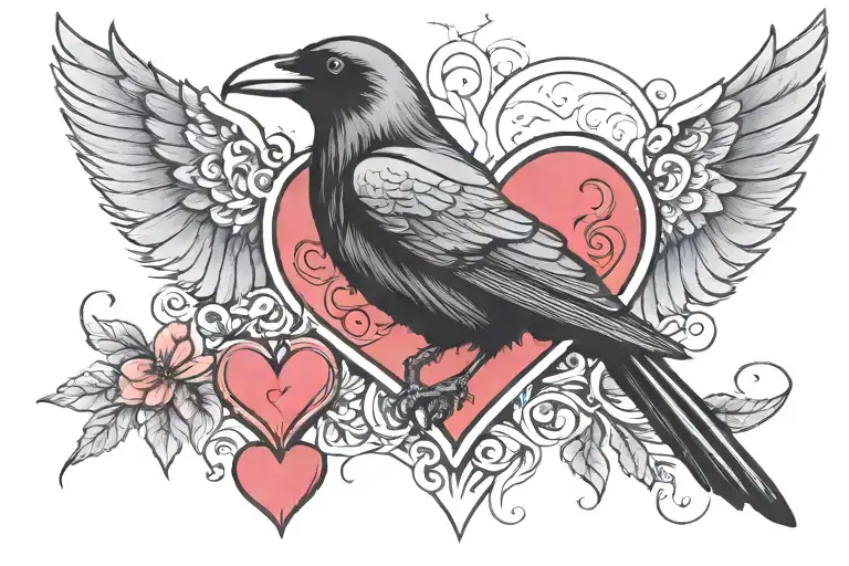 Raven And Love Heart
