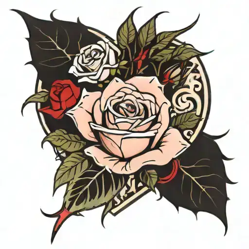 Rose And Thorns Emerging From The Heart