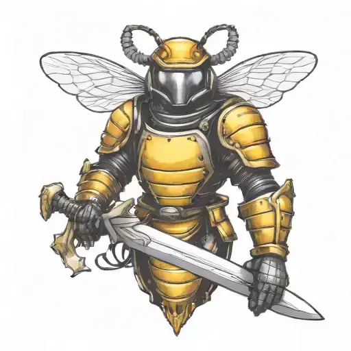 Bee In Armour Holding A Sword