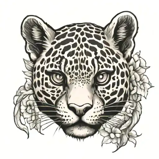 Balck Baby Jaguar Half Face One Eye For Neck