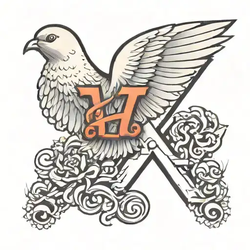 Letter H With Dove Flying