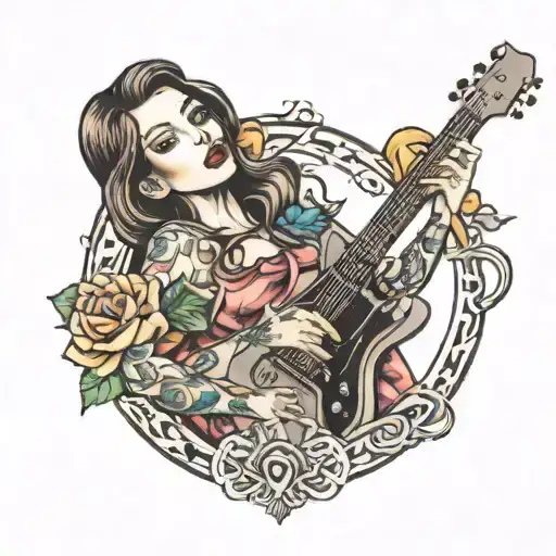 Girl Lick Guitar Neck