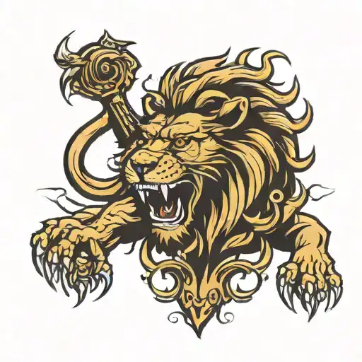 Cross Lion Roaring Lion