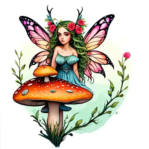 Gothis Fairy With Mushroom Fairy