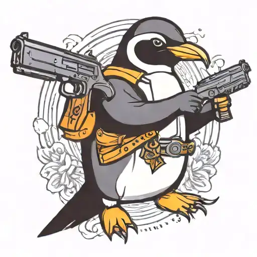 Penguin Holding A Gun