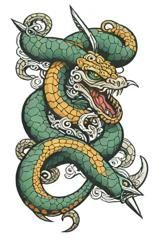 Sword And Snake Coiled