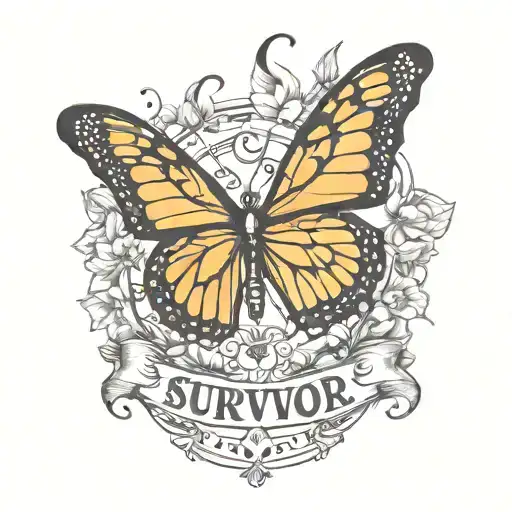 Monarch Butterfly Tattoo Ideias With The Word Survivor
