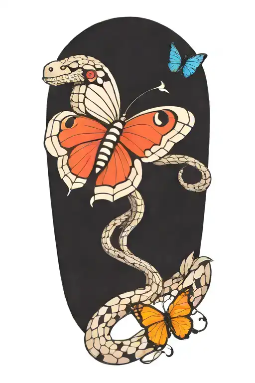 Snake And Butterfly Resting
