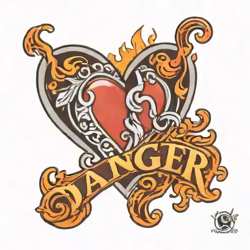 A Heart-shaped Pacifier Surrounded By Flames And The Word 'Danger' In Bold Letters