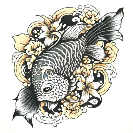 Face Coy Fish Flowers