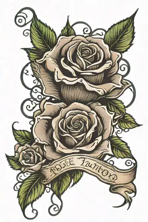 Rose Tattoo With Name Intertwined