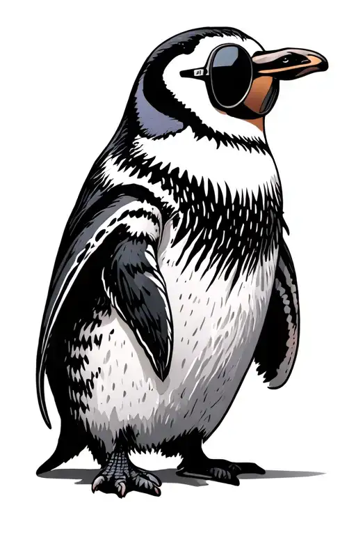Penguin Wearing Sunglasses Playing Music
