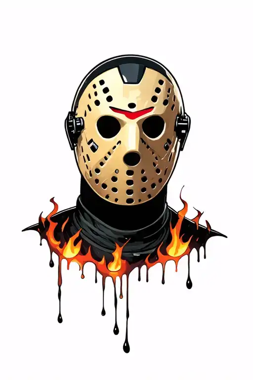 Jason Voorhees Mask Melting With Fire