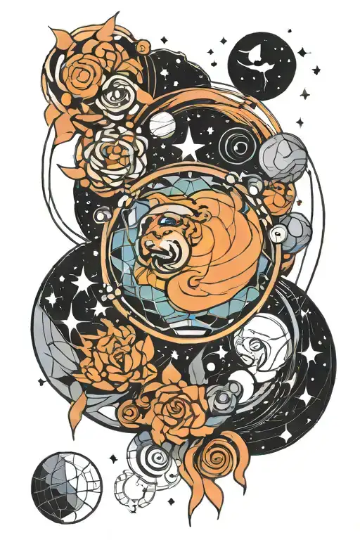 Leo Capricorn Planets Geometric Design Incorporating