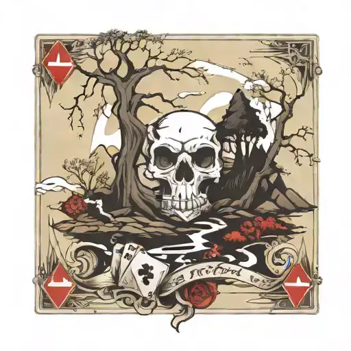 Dark Fantasy Landscape With Ace Card