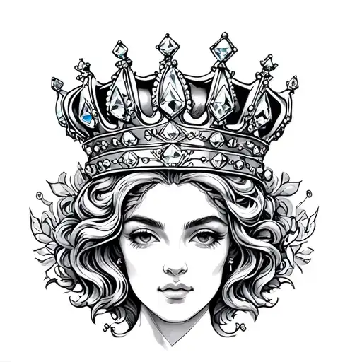Queen Crown At Top Of Diamond Jewel