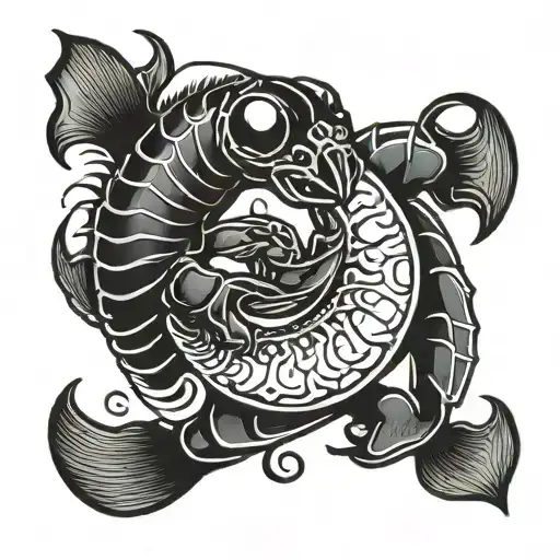 Scorpion Hugging A Fish