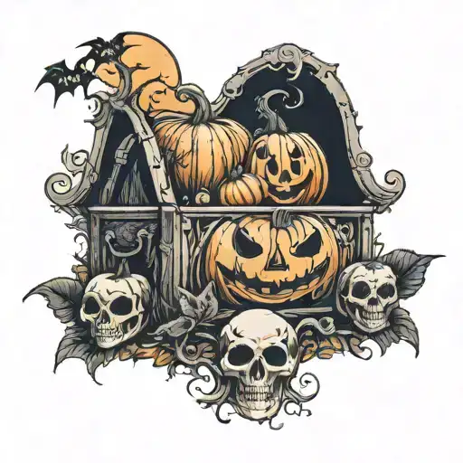 Halloween Scene Pumpkin Chest