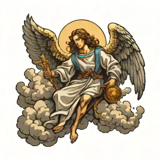 Archangel Gabriel Falling From A Cloud