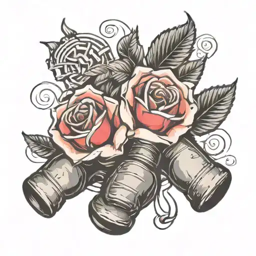 Boxing Gloves And Rose Intertwined
