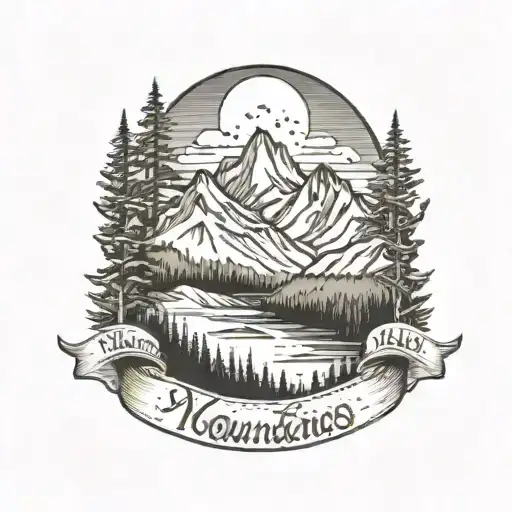 Mountains Black And White With The Name Myles Hidden Inside