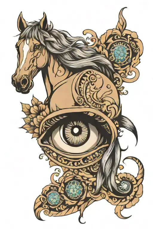 Horse And Eye Looking