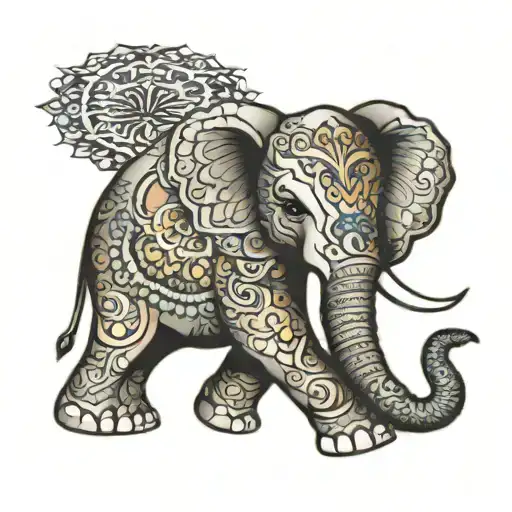 Elephant With Mandala Ears