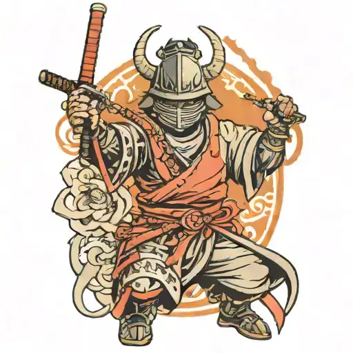 Phantom Samurai Against The Background Of The King Of Rats