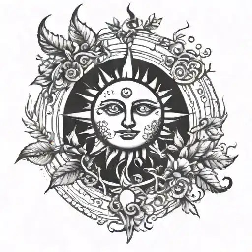 Sun And Moon With Branch Is One Word