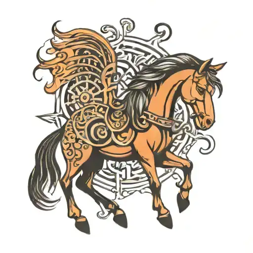 Horse And Fehu Symbol