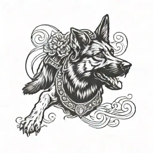 German Shepherd Cowboy In Black