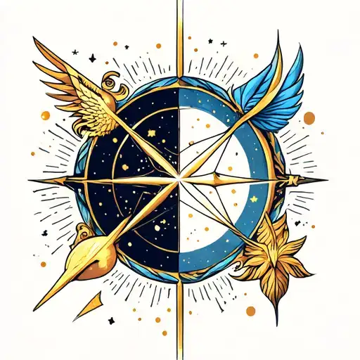 Sagittarius And Gemini Star Symbols Combined In Space