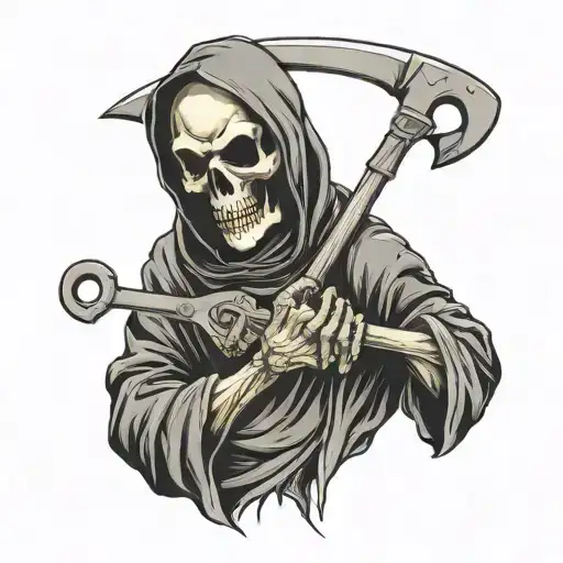 Grim Reaper Holding A Wrench