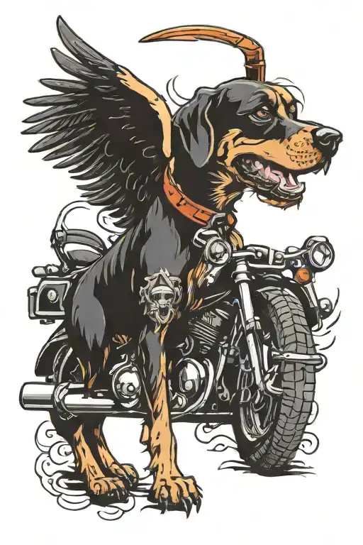Harley Davidson Motorcycle Angel Dog