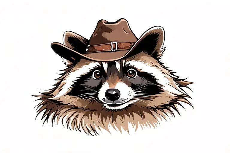 Raccoon Wearing Cowboy Hat