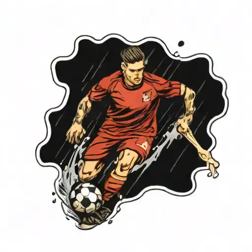 Soccer Player In The Rain