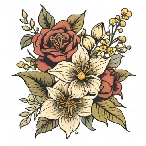 January October November April Birth Flower Bouquet