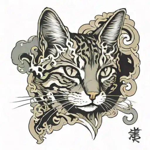 Hunting Cat Surrounded By Smoke