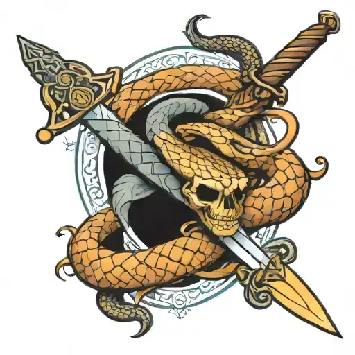 Sword Dagger Snake Wrapped