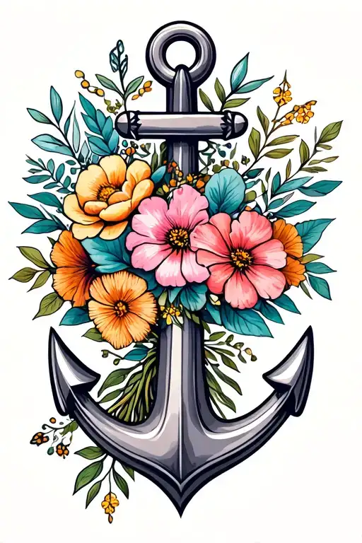 Birth Flower Bouquet With Anchor