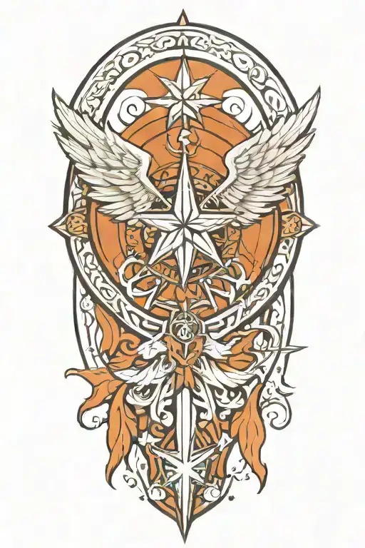 Northern Star With Angel Wings Holding