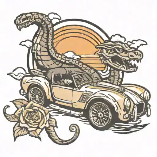 Cobra Car Driving Into Sunset