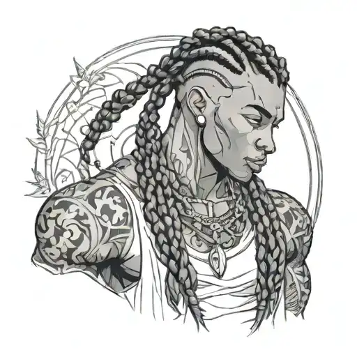 Muscular Black Boy With Braids In Lolita Fashion