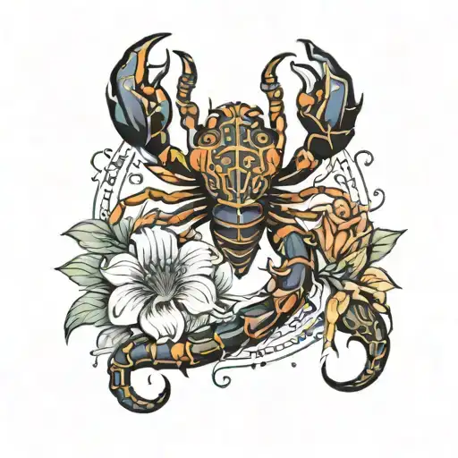 Scorpio Zodiac Sign With Flowers