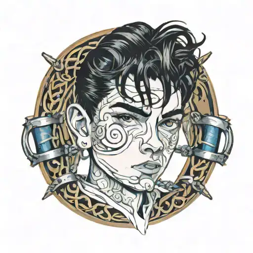 Boy With Black Hair And Dark Blue Eyes In Bondage