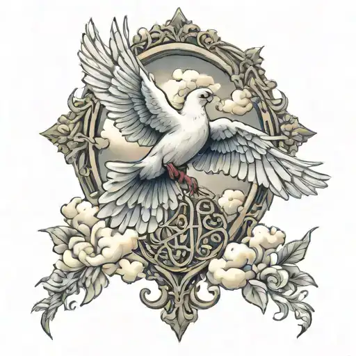 Dove Flying In Heaven Gates